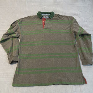 Vintage GANT USA Rugby Long Sleeve Polo Striped Denim Collar Adult Size Large